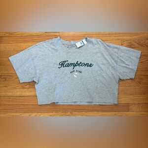 Aeropostale Boyfriend Tee Women’s XL Gray Cropped Hamptons NYC Casual Tshirt New